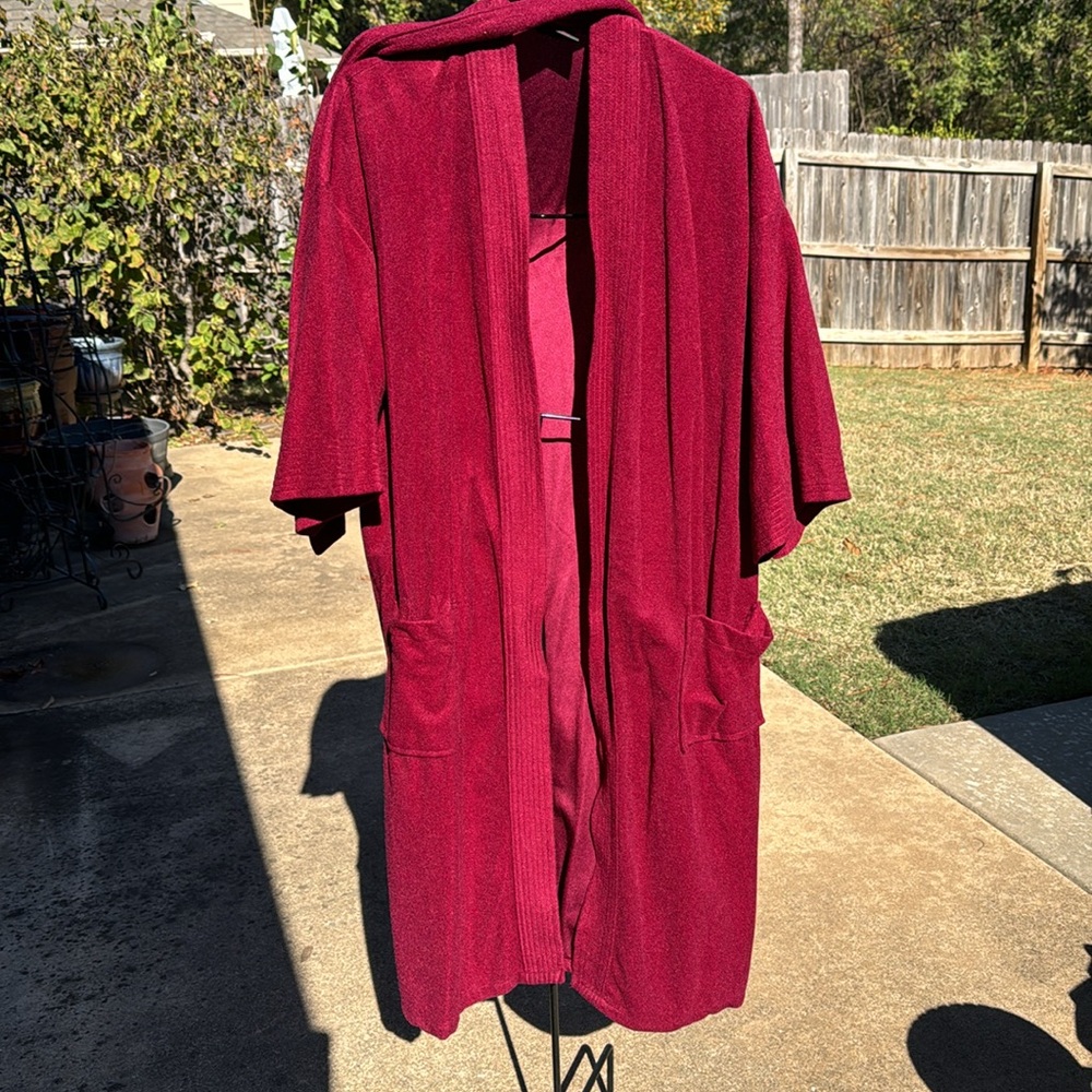 Nos Burgandy Smoking Jacket Robe USA Made Acetate
